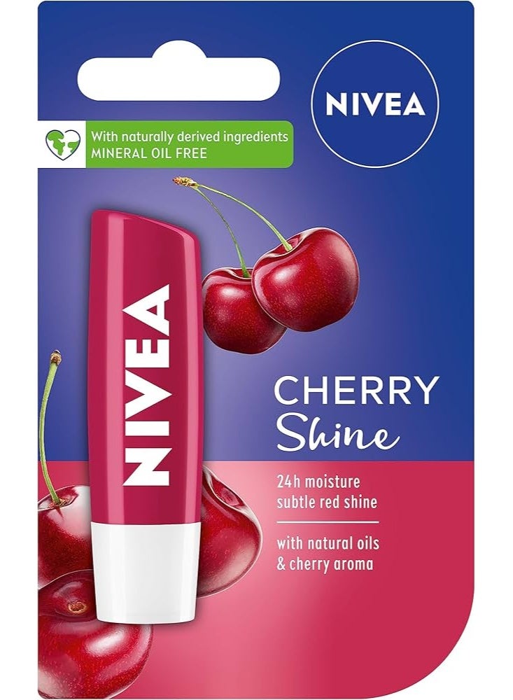 NIVEA Shine Caring Lip Balm #14 Cherry Shine, Strawberry Shine, Berry Shine (Pack of: 3) - Image 3